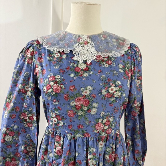 Vtg Rare Editions NWT Floral Prairie Dress Cottagecore Girls SZ 16 USA Blue Pink - Picture 2 of 16